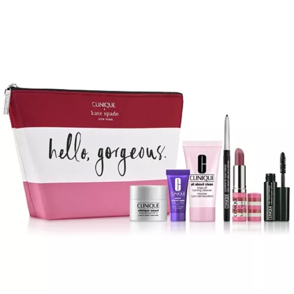Clinique x Kate Spade Cosmetic Pouch Beauty Makeup gift Set kit NWT sealed